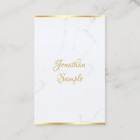 Handgeschreven Script Elegant Classy Marble Gold Visitekaartje (Voorkant)