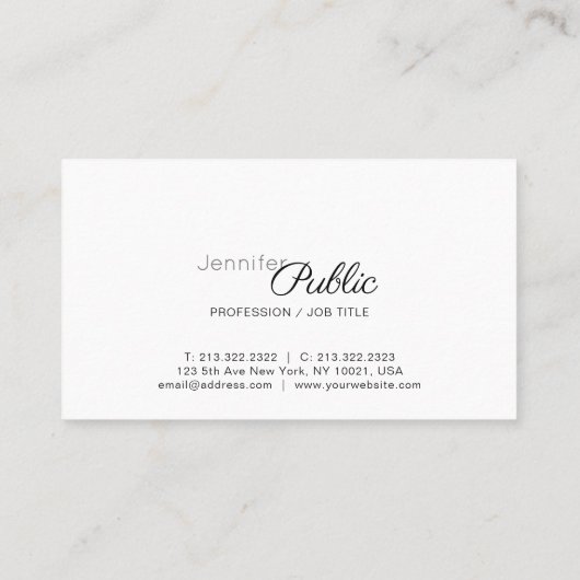 Handgeschreven Script Elegant Eenvoudig Modern Chi Visitekaartje (Achterkant)