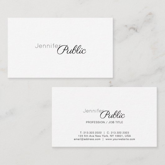 Handgeschreven Script Elegant Eenvoudig Modern Chi Visitekaartje (Voorkant / Achterkant)