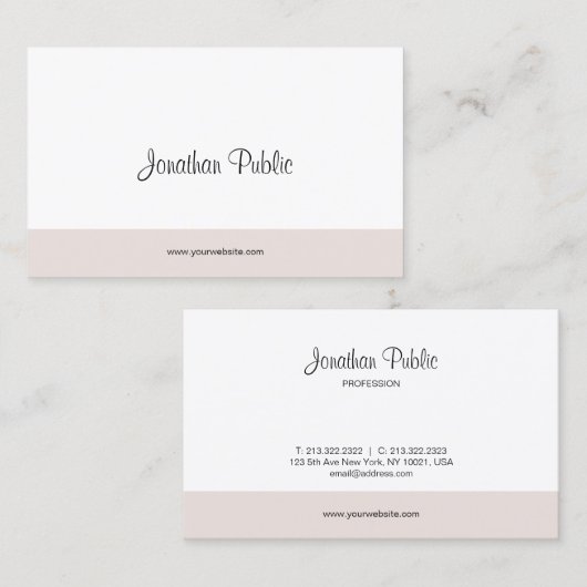 Handgeschreven Script Elegant Eenvoudige Sjabloon  Visitekaartje (Voorkant / Achterkant)