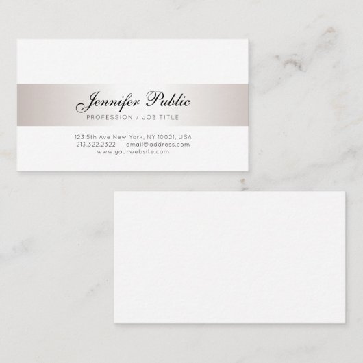 Handgeschreven script Elegant Faux Silver Calligra Visitekaartje (Voorkant / Achterkant)