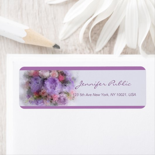 Handgeschreven script elegant Flowers schilderen r Etiket (Insitu)