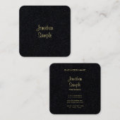 Handgeschreven Script Elegant Luxe Premium Zwart Vierkante Visitekaartje (Voorkant / Achterkant)