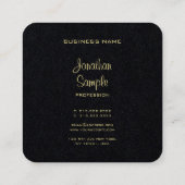 Handgeschreven Script Elegant Luxe Premium Zwart Vierkante Visitekaartje (Achterkant)