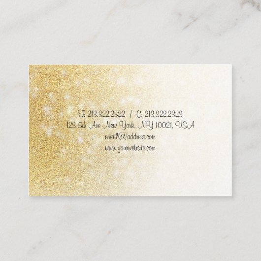 Handgeschreven Script Elegant Modern Goud Glitter Visitekaartje (Achterkant)