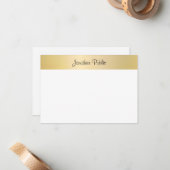 Handgeschreven Script Elegant Modern Goud Wit Notitiekaartje (Voorkant / Achterkant in situ)
