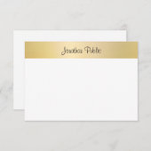 Handgeschreven Script Elegant Modern Goud Wit Notitiekaartje (Voorkant / Achterkant)