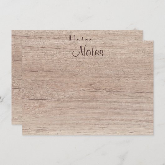 Handgeschreven script Elegant Natural Wood Kijk ui Notitiekaartje (Voorkant / Achterkant)