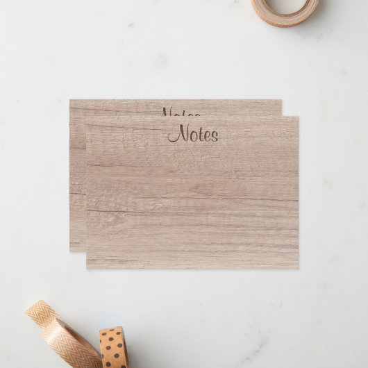 Handgeschreven script Elegant Natural Wood Kijk ui Notitiekaartje (Voorkant / Achterkant in situ)