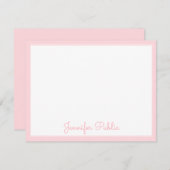 Handgeschreven Script Elegant Roze Border Sjabloon (Voorkant / Achterkant)