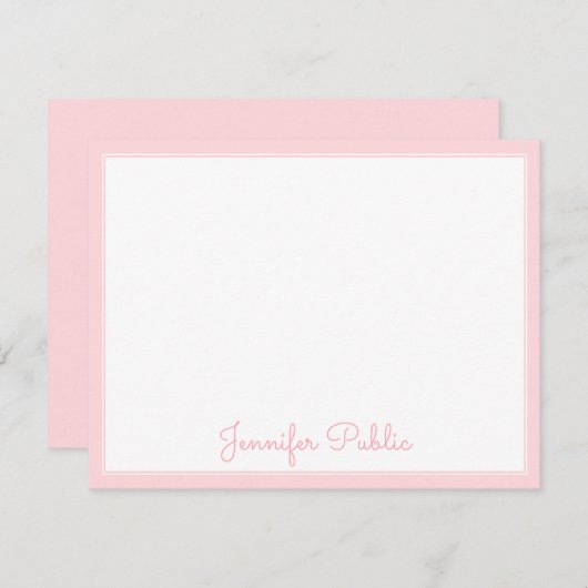 Handgeschreven Script Elegant Roze Border Sjabloon (Voorkant / Achterkant)
