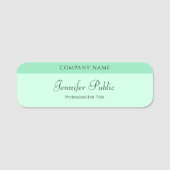 Handgeschreven script Elegant Sjabloon Mint Green Naamplaatje (Voorkant)