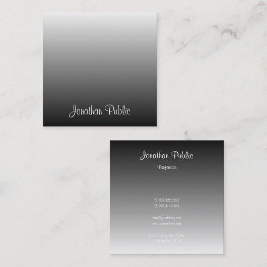 Handgeschreven Script Elegant Sjabloon Professiona Vierkante Visitekaartje (Voorkant / Achterkant)