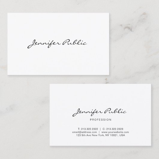 Handgeschreven script elegant slapend professionee visitekaartje (Voorkant / Achterkant)