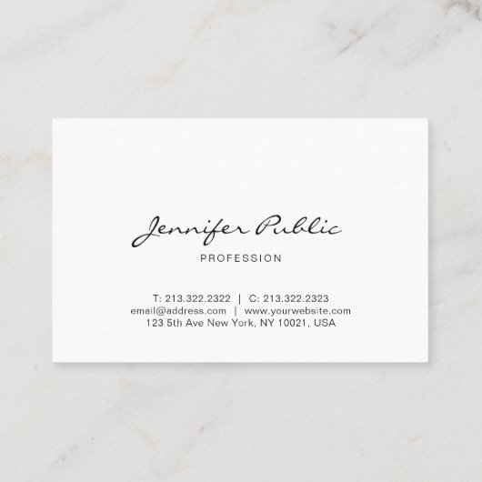 Handgeschreven script elegant stijlvol, modern visitekaartje (Achterkant)