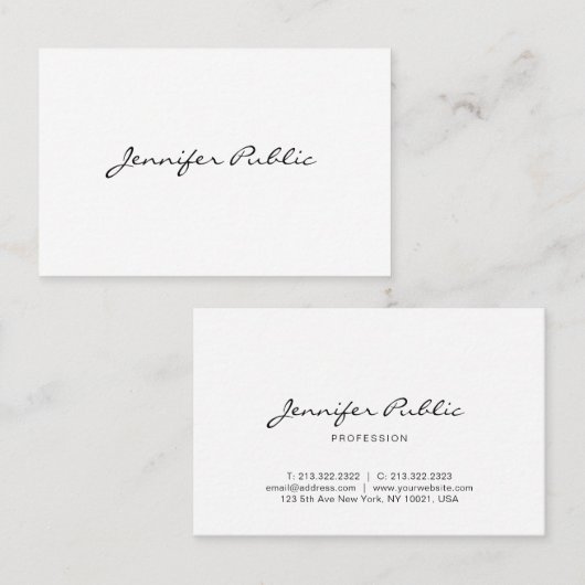 Handgeschreven script elegant stijlvol, modern visitekaartje (Voorkant / Achterkant)