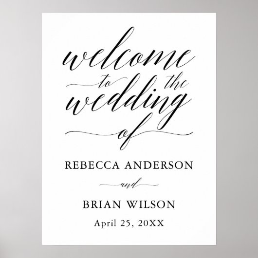 Handgeschreven script elegant Weddenschap Welkomst Poster (Voorkant)
