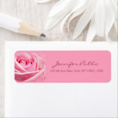 Handgeschreven script Elegante Waterverf Pink Rose Etiket (Insitu)