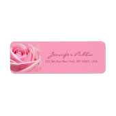 Handgeschreven script Elegante Waterverf Pink Rose Etiket (Voorkant)