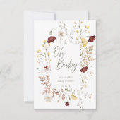 Handgeschreven Script Floral Lijst Baby shower Kaart (Voorkant)