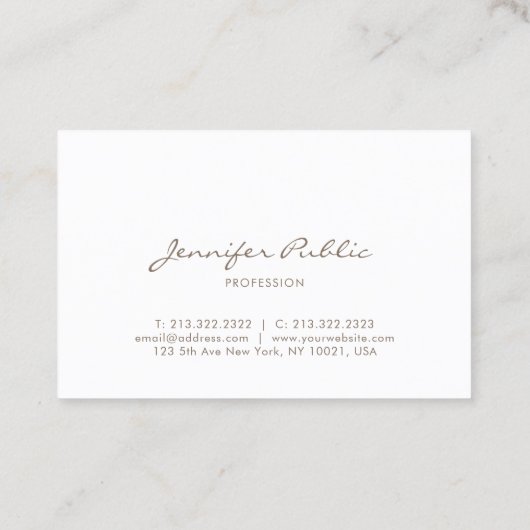 Handgeschreven Script Font Clean Beautiful Unique Visitekaartje (Achterkant)