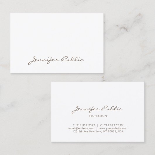 Handgeschreven Script Font Clean Beautiful Unique Visitekaartje (Voorkant / Achterkant)