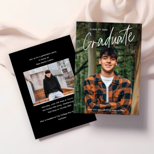 Handgeschreven Script Foto Afstuderen Kaart