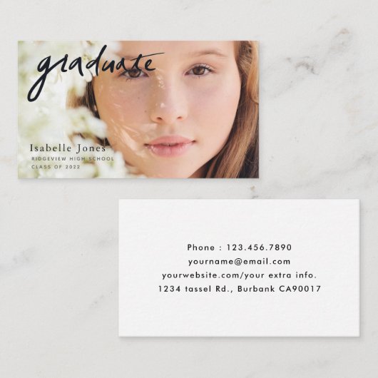 Handgeschreven Script-foto Afstuderen Visitekaartje (Voorkant / Achterkant)