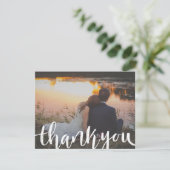 Handgeschreven script foto bruiloft dank je kaart (Staand voorkant)