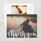 Handgeschreven script foto bruiloft dank je kaart (Voorkant / Achterkant)