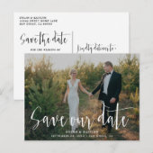 Handgeschreven script | Foto Save Our Date ansicht Aankondigingskaart (Voorkant / Achterkant)