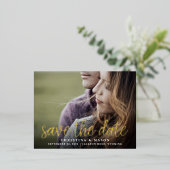 Handgeschreven script | Foto Wedding Save the Date Folie Uitnodiging Briefkaart (Staand Voorkant)