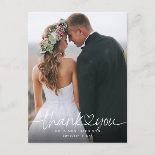 Handgeschreven Script Foto's Trouw Dank Je Briefkaart (Voorkant)