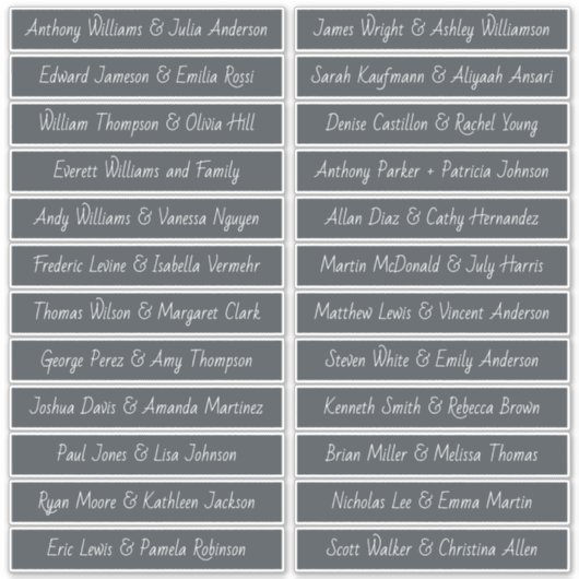 Handgeschreven script gastnaamlabels Offblack Sticker (Voorkant)