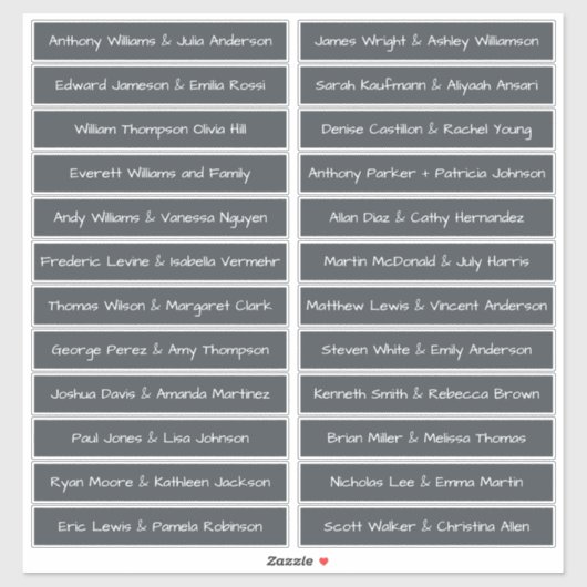 Handgeschreven script gastnamen labels offBlack (Vel)