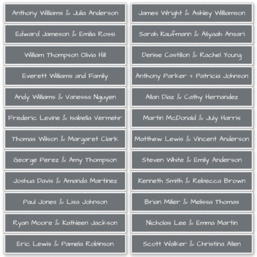 Handgeschreven script gastnamen labels offBlack (Voorkant)