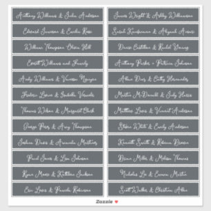 Handgeschreven script gastnamen labels offBlack