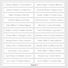 Handgeschreven script gastnamen labels wit