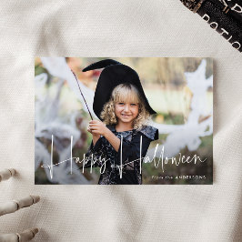Handgeschreven Script Gelukkig Halloween Foto Feestdagenkaart