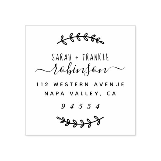 Handgeschreven script getrouwd koppel retour adres rubberstempel (Afrduk)