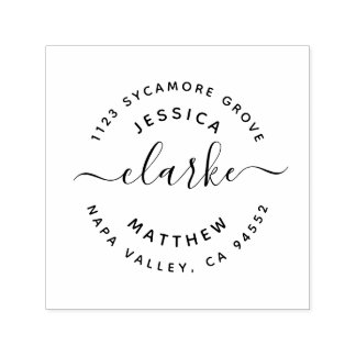 Handgeschreven script getrouwde koppels adres zelfinktende stempel