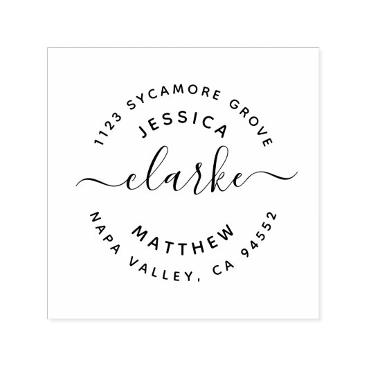 Handgeschreven script getrouwde koppels adres  zelfinktende stempel (Design)