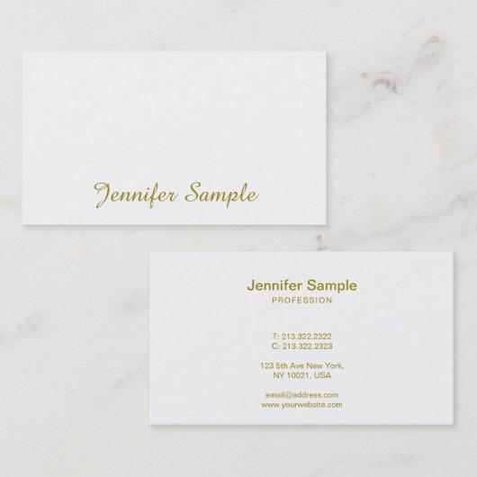 Handgeschreven script Gold Calligraphy Design Tren Visitekaartje (Voorkant / Achterkant)