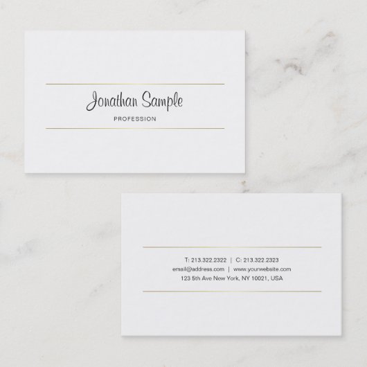 Handgeschreven script Gold Creative Design Luxe Visitekaartje (Voorkant / Achterkant)