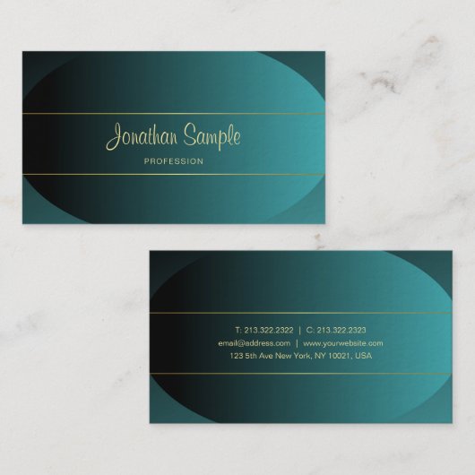 Handgeschreven script Gold Elegant Design Luxe Chi Visitekaartje (Voorkant / Achterkant)