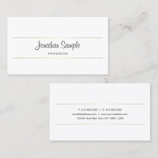 Handgeschreven script Gold Elegant Design Luxe Chi Visitekaartje (Voorkant / Achterkant)