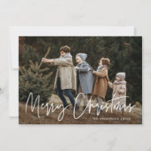 Handgeschreven Script Green Merry Christmas Photo Feestdagenkaart (Voorkant)
