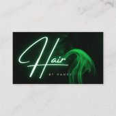 Handgeschreven Script Green Neon Hair Stylist Visitekaartje (Voorkant)