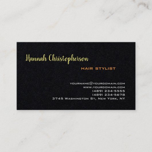 Handgeschreven Script Hair Stylist Modern Black Pl Visitekaartje (Voorkant)
