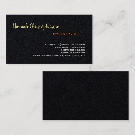 Handgeschreven Script Hair Stylist Modern Black Pl Visitekaartje (Voorkant / Achterkant)